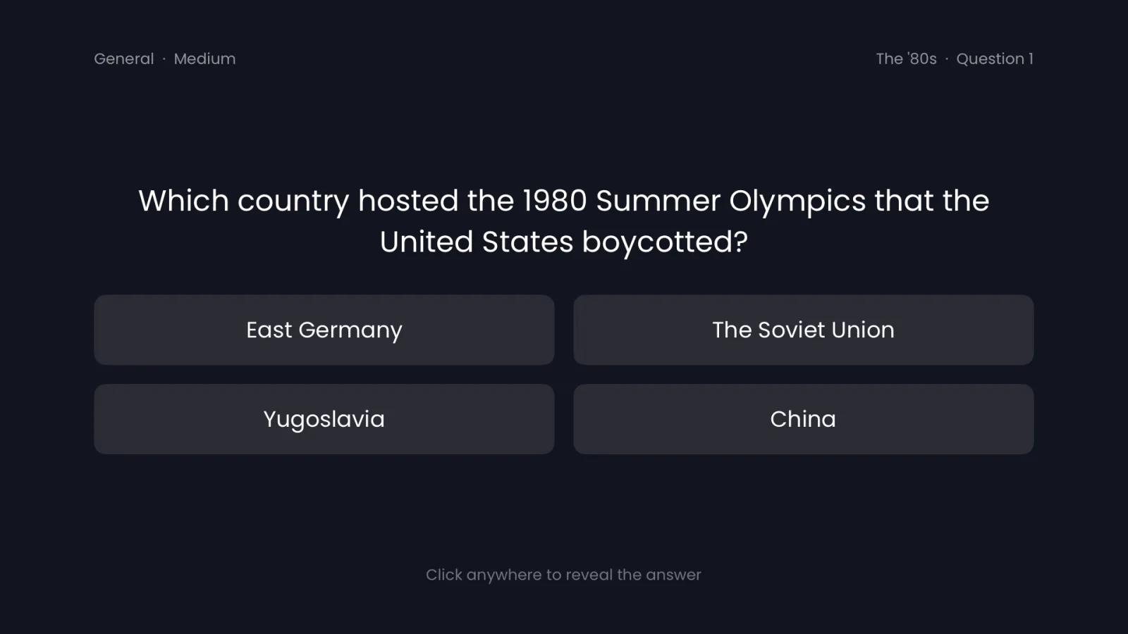 Multiple choice: which country hosted the 1980 Summer Olympics that the United States boycotted?